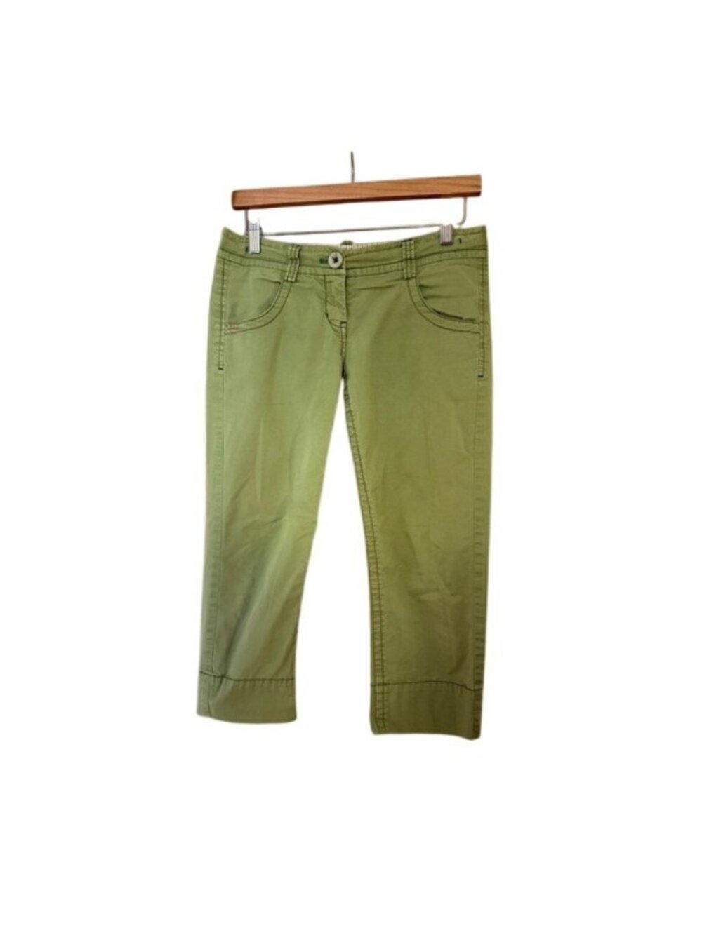 Y2K Vintage Anthropologie Ett:Twa Capri Low Rise Chino Sage Green Sz 2